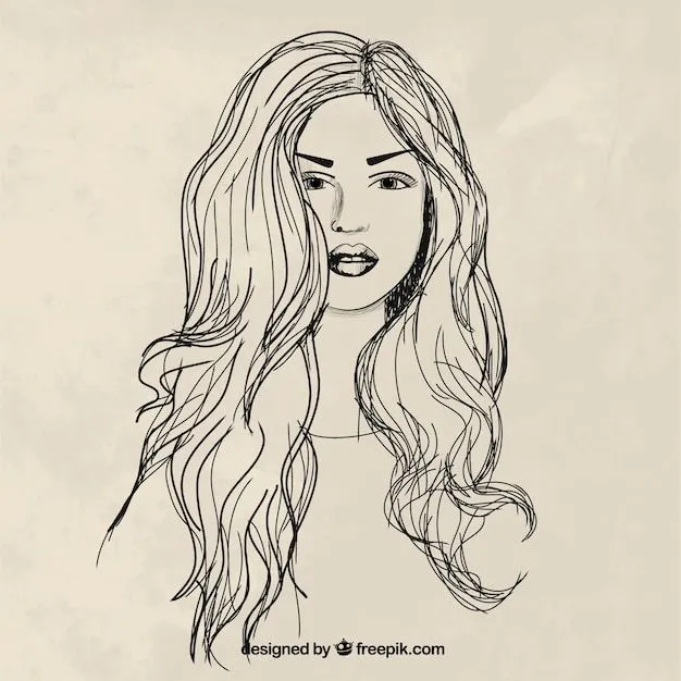 Mujer dibujada a mano con pelo largo | Descargar Vectores gratis