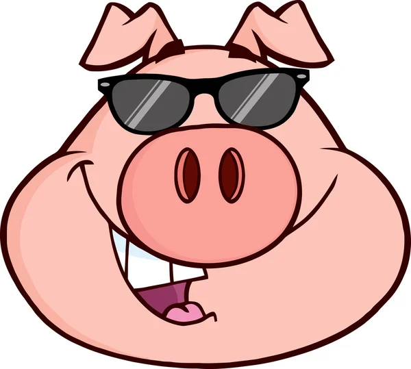 Cabeza de cerdo feliz mascota personaje de dibujos animados — Foto ...