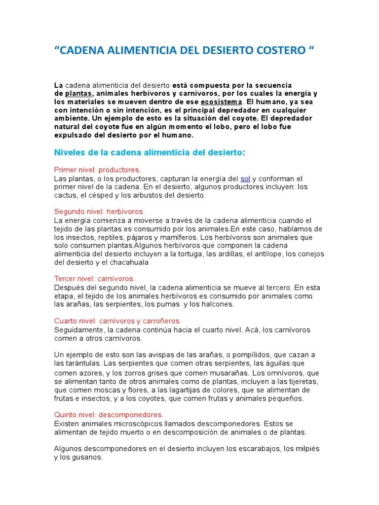 Cadena Alimenticia Del Desierto Costero | PDF Cadena Alimenticia Del Desierto Costero | PDF