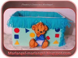 Caja forrada con diseño de Oso elaborado en poliestireno Caja forrada con diseño de Oso elaborado en poliestireno
