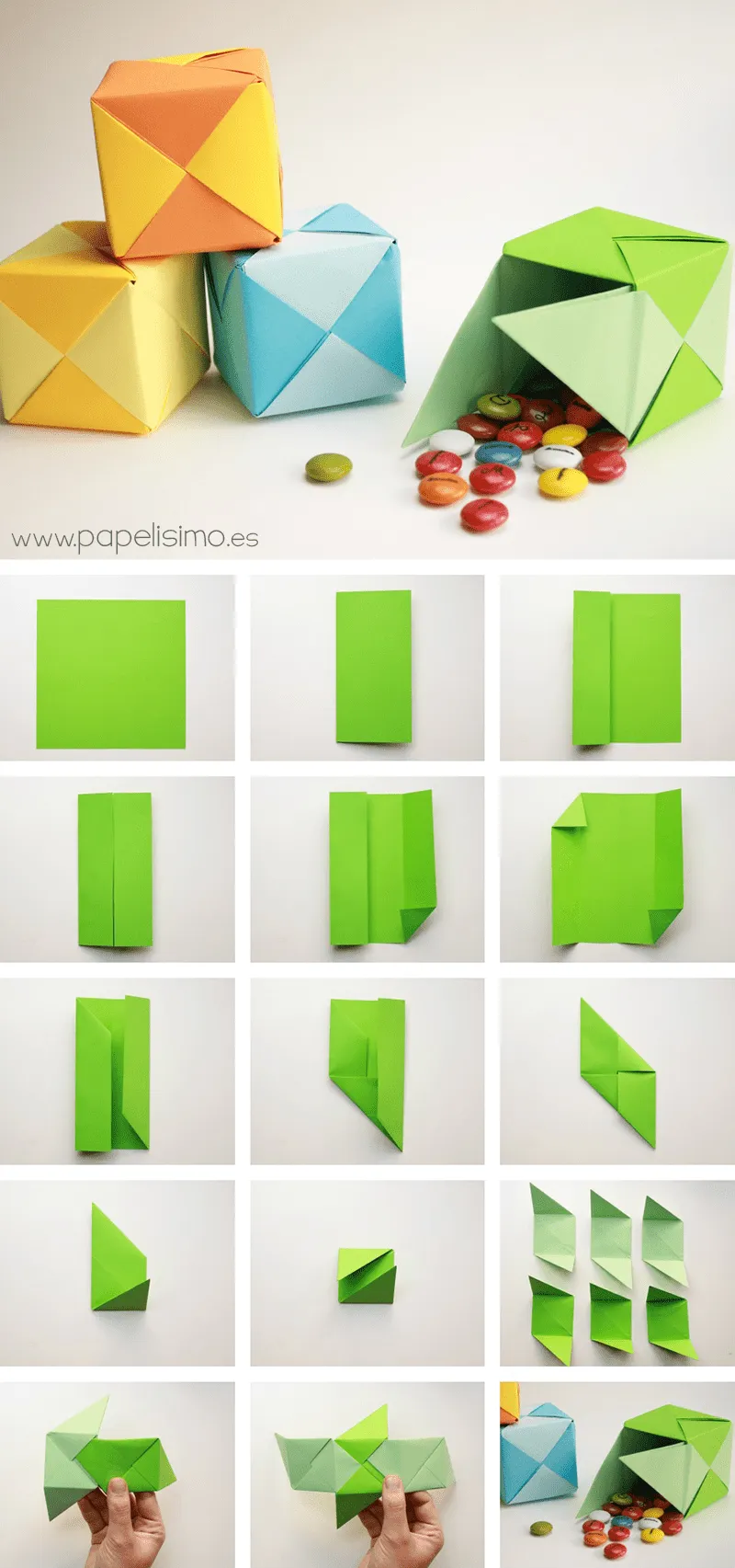 Caja de papel origami tipo PUZZLE paso a paso | Papelisimo