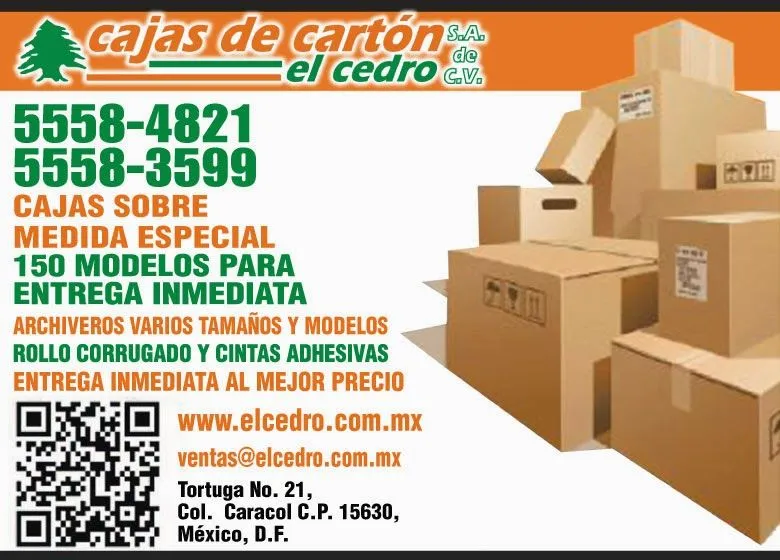 Cajas de Cartón El Cedro - Corrugado DF y GDL