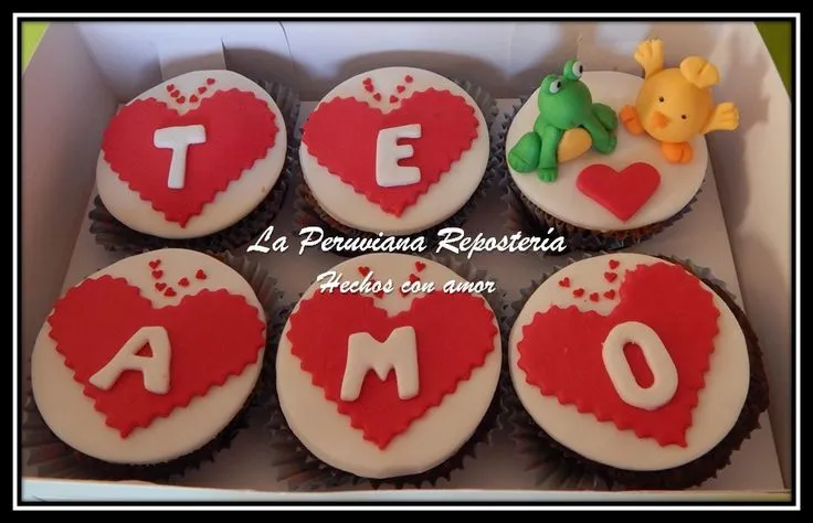 Cajita por 6 cupcakes personalizados. mensaje "Te amo" con ranita ...
