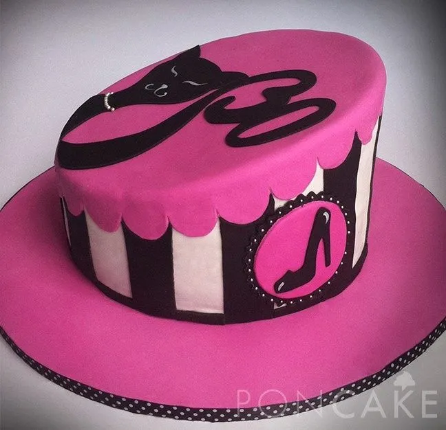 Fashionista Cake - Black & Pink Cake - Cat Cake - 30th Birthday ...