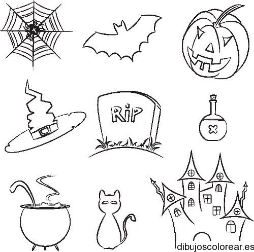 Dibujo de objetos para halloween | Dibujos para Colorear