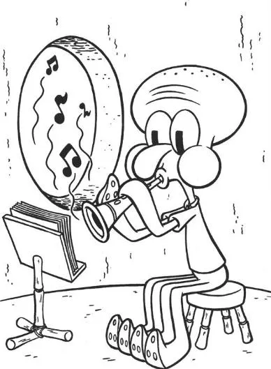 Calamardo tocando su clarinete | Dibujos de Bob Esponja Calamardo tocando su clarinete | Dibujos de Bob Esponja