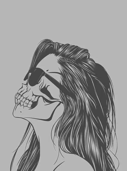 calavera #dibujo #ilustracion #mujer #anteojos #gafas | esqueleto ...