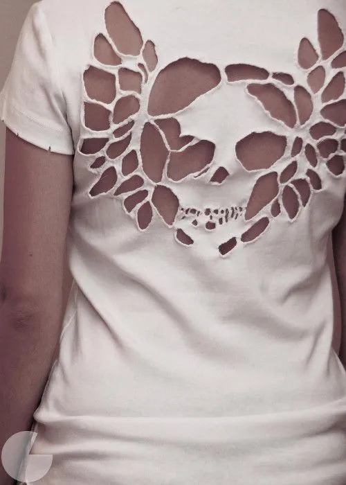 Calavera recortada en una camiseta - Guía de MANUALIDADES Calavera recortada en una camiseta - Guía de MANUALIDADES