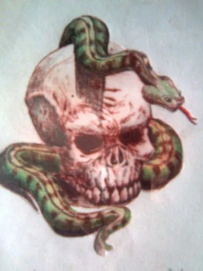 Calavera con serpiente por Culebras | Dibujando