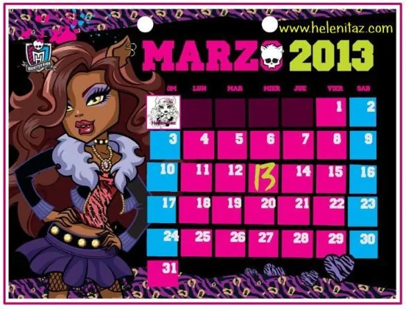 Calendar 2013 by Monster High | Helenitaz