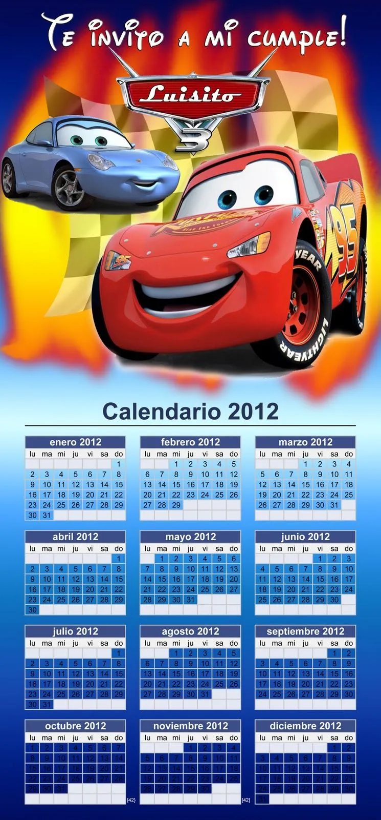 Calendario 2012 de Cars (la película) - Imagui