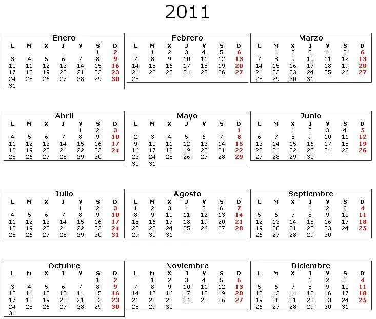 Calendario 2012 español para imprimir - Imagui