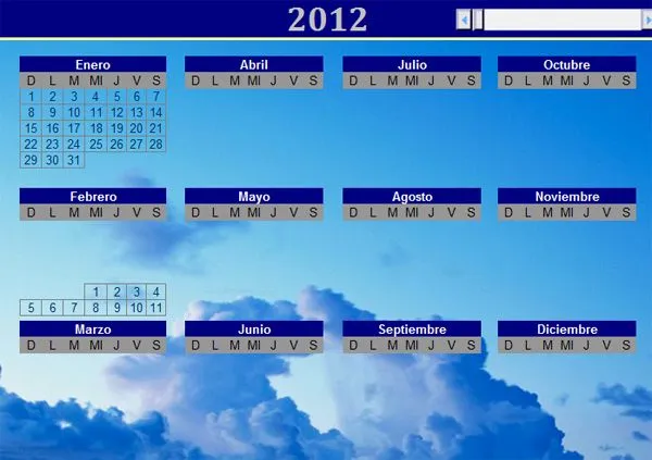 Calendario 2012 para imprimir, descarga plantillas gratis ...