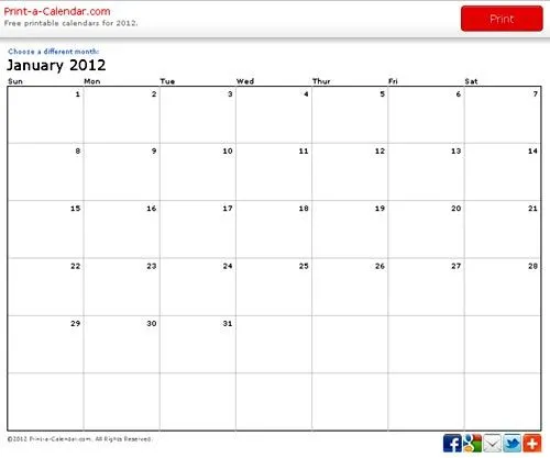 Calendario 2012 online para imprimir gratis | portafolio blog