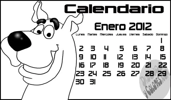  de Scooby para colorear : Enero 2012, calendarios con dibujos para ...