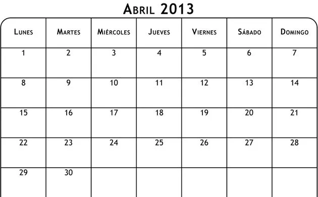 Calendario para agenda 2013 - Imagui