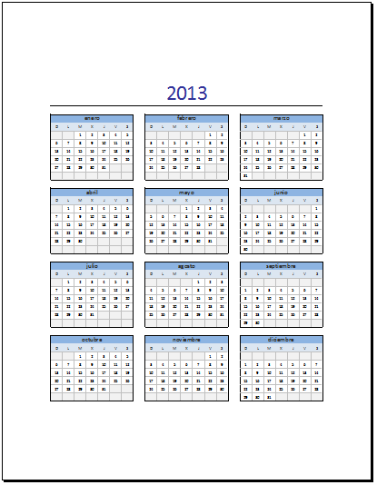 Calendario 2013 en Excel - Excel Total