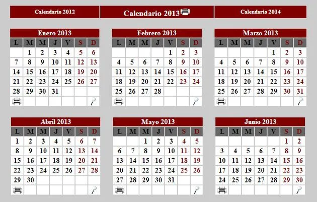 Calendario 2013 para imprimir completo o por meses - Soft & Apps