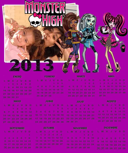 Calendario 2013 Monster High con marco [PNG][Deposit Files ...