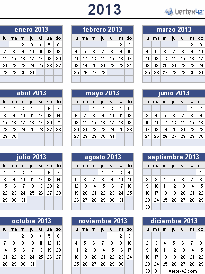 Calendario con semana numerada 2013 - Imagui