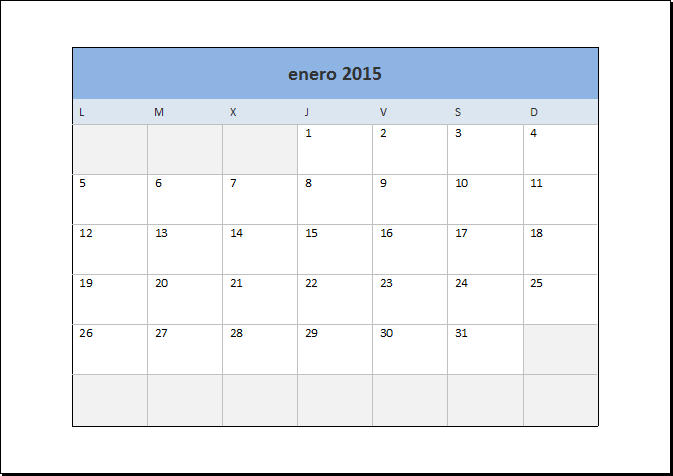 Calendario 2015 en Excel - Excel Total