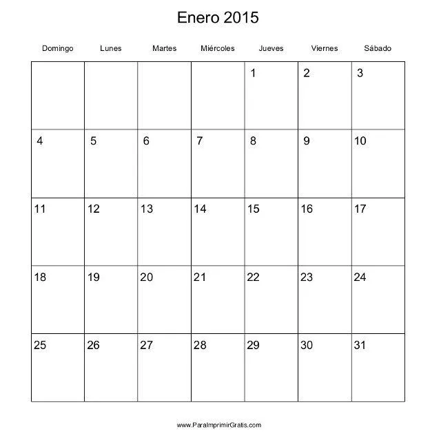 Calendario 2015 para imprimir