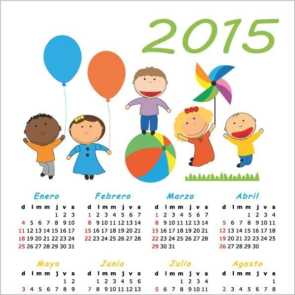 Calendario 2015 de niños de temática infantil está en español ...