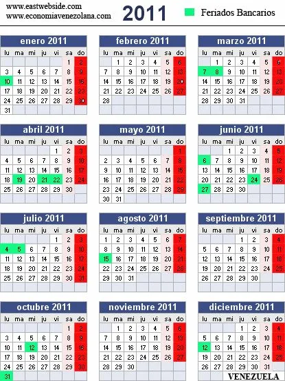 Calendario Bancario 2011 – Venezuela