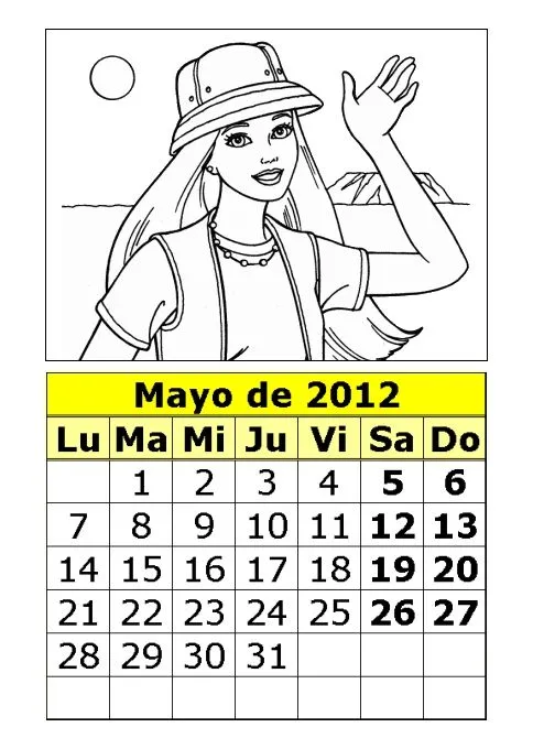 Calendario de la Barbie para colorear de 2012 (2ª parte ...
