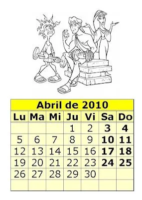 Calendario para colorear de 2010 (2ª parte) : Calendarios para ...