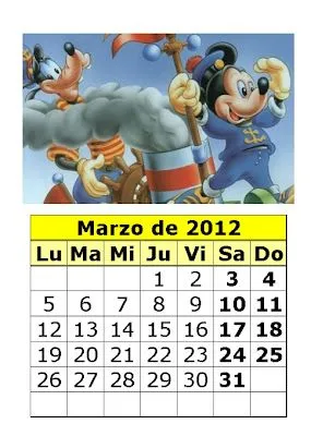Calendario de dibujos de 2012 (1ª parte) : Calendarios para imprimir