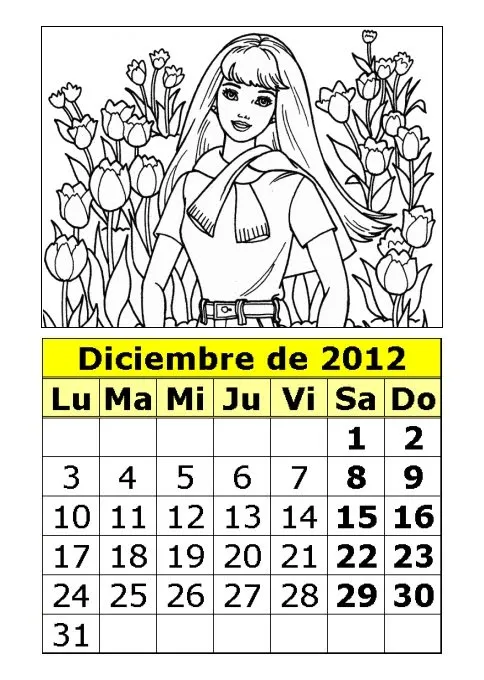Calendario de la Barbie para colorear de 2012 (4ª parte ...