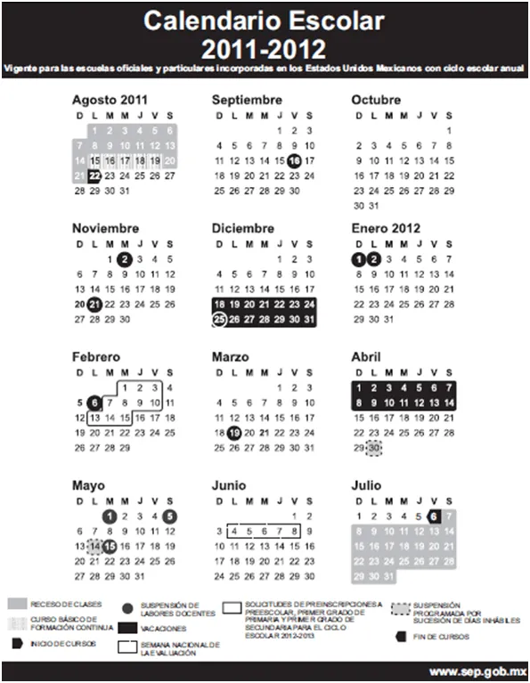 Calendario escolar 2011-2012   | TELESECUNDARIA 047 TSE