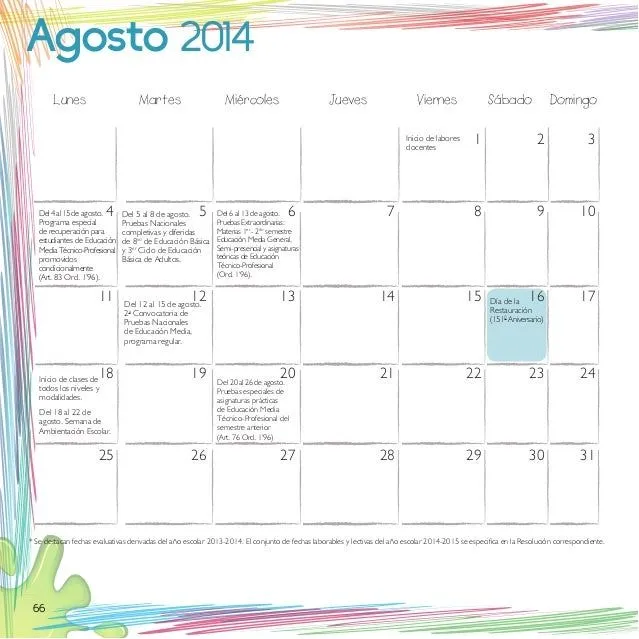 Calendario escolar 2013-2014