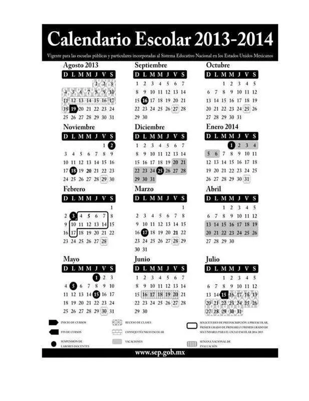 Calendario Escolar 2013-2014 SEP, preliminar. | Tecnología en ...