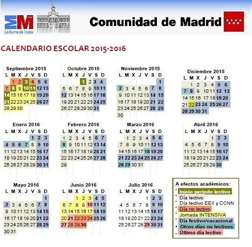 CALENDARIO ESCOLAR 2015-2016 | ParlaVigila