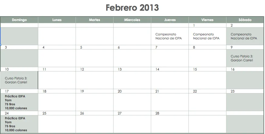 Calendario de Eventos-Febrero 2013 | ASOTIPRA
