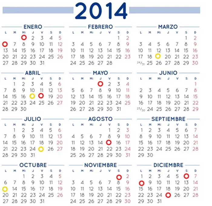 El calendario laboral de 2014 ya está aquí | Amenzing