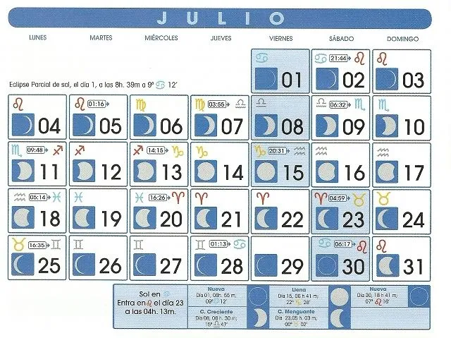 Calendario Lunar: Julio de 2011