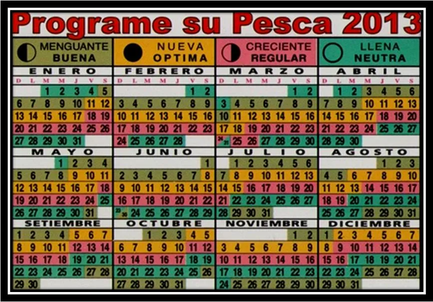 Calendario lunar de pesca 2013 | PESCADOR DEPORTIVO