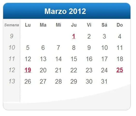 Calendario por mes del 2012 - Imagui