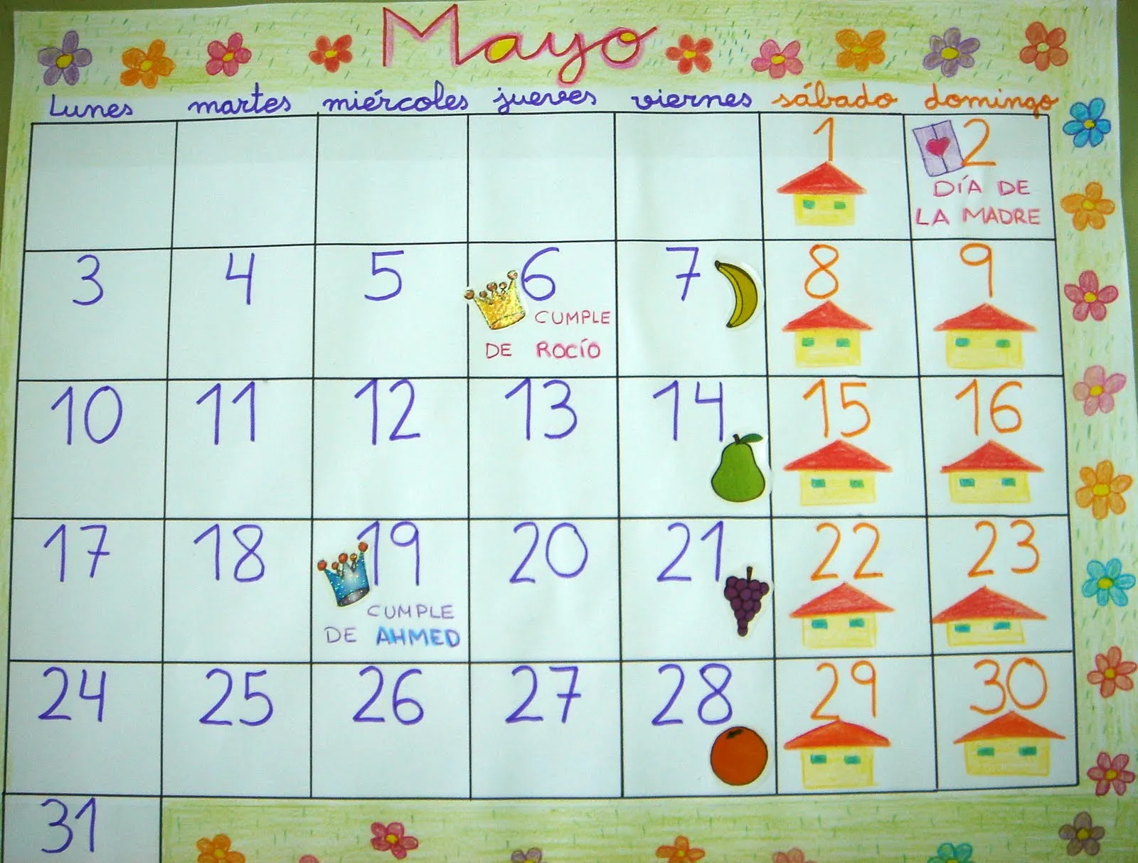 este es el calendario del mes de mayo que he hecho para mi clase lo he ...