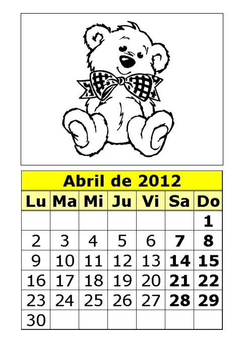 Calendario por mes del 2012 - Imagui