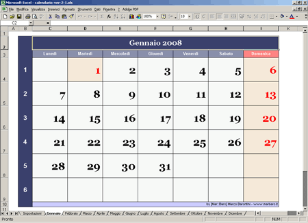 Calendario perpetuo con Excel