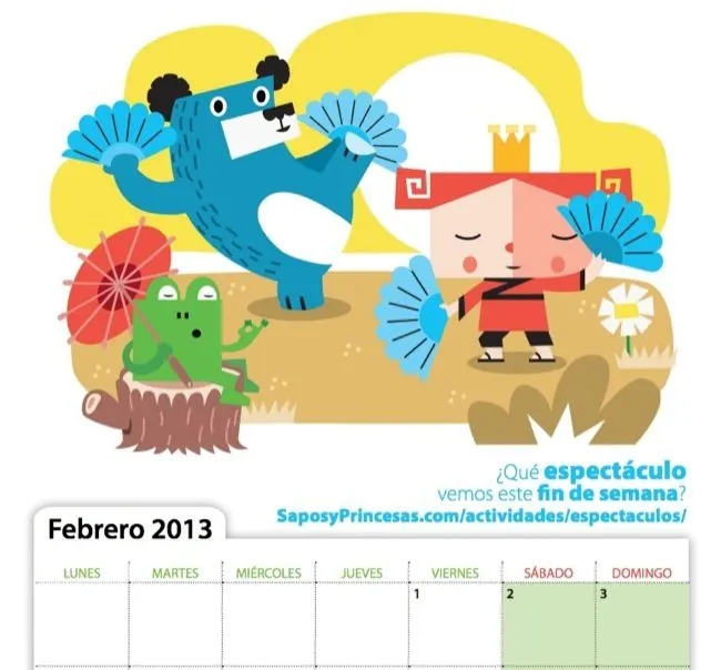 El calendario de Sapos y Princesas para el curso escolar 2012-2013