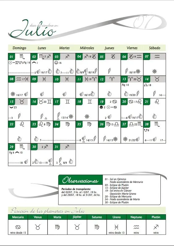 Calendario de siembras | Proyecto greenBE