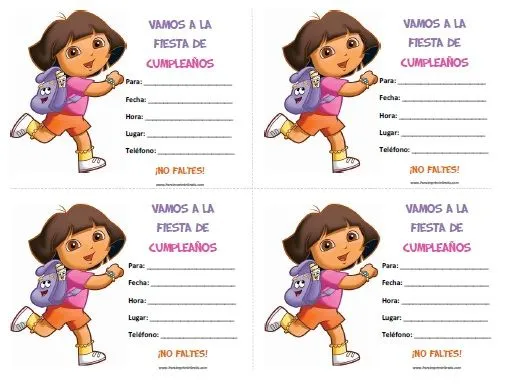 Invitaciones de Dora la Exploradora - Para Imprimir Gratis ...