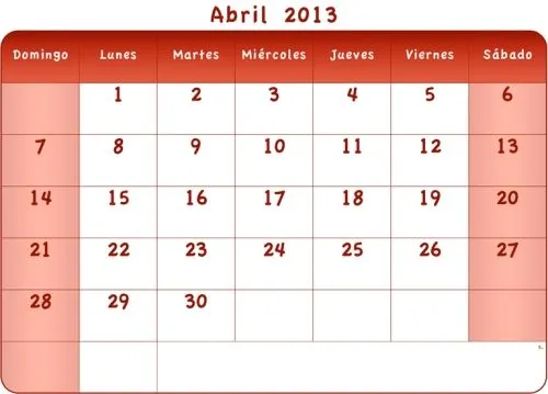 Calendarios del mes de Abril 2013 | Imagenes Tiernas - Imagenes de ...