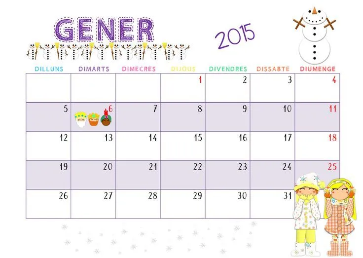 Calendaris de gener, febrer i març de 2015. | Idees i recursos ...