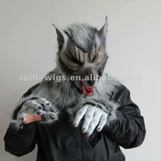 Caliente venta horrible máscara de látex lobo para halloween + con ...